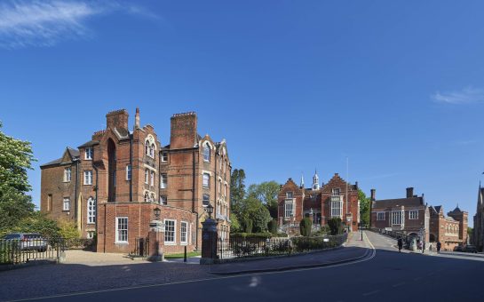 The outside of Harrow School on a sunny day. Copyright: Harrow School