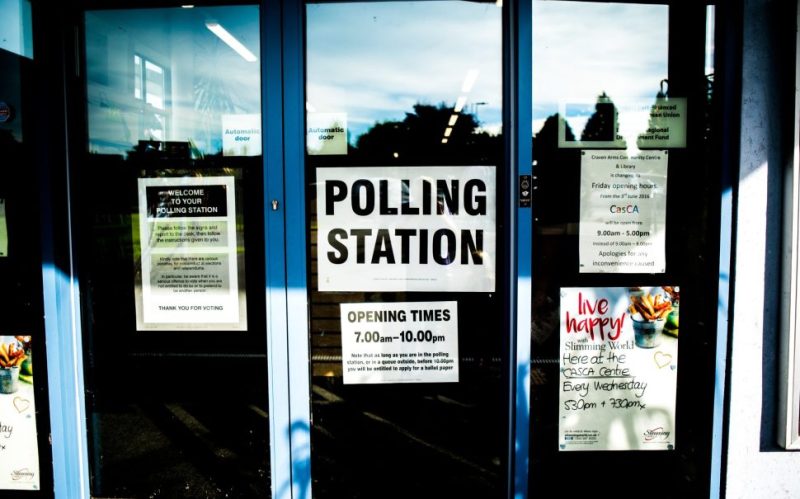 the outside of a polling station