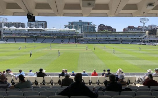 The view from the Lord's Grand Stand during Middlesex's County Championship match with Nottinghamshire