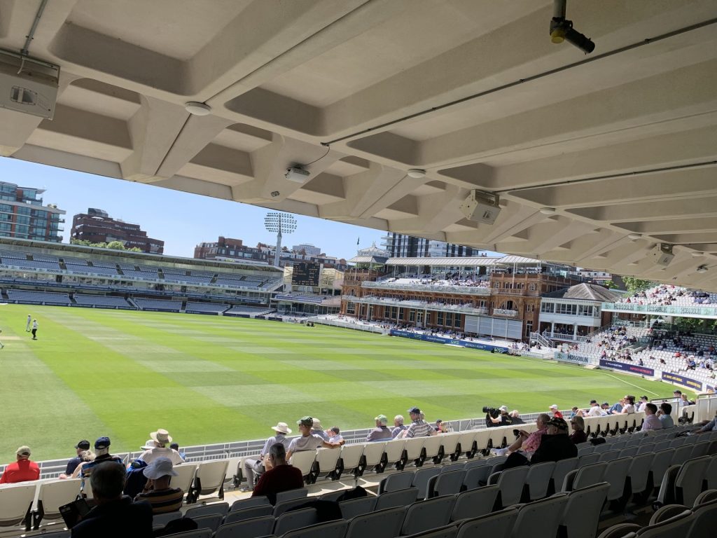 Spectators watching a County Championship match at Lord's.