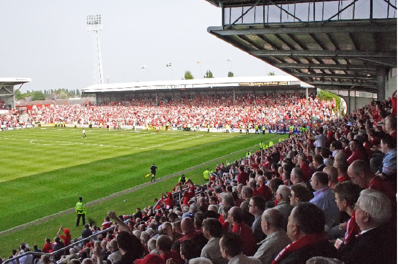 Wrexham's football ground. Featured image credit: WikiCommons