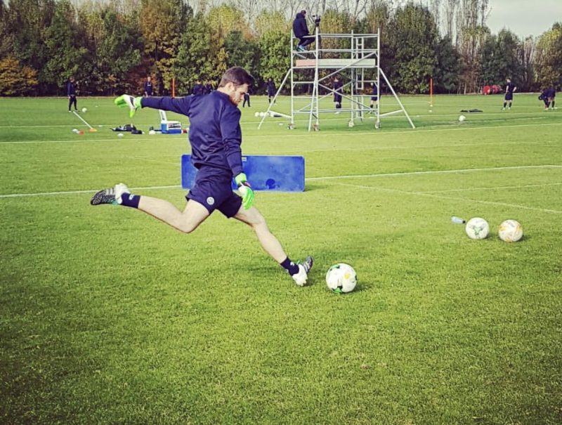 a footballer in training