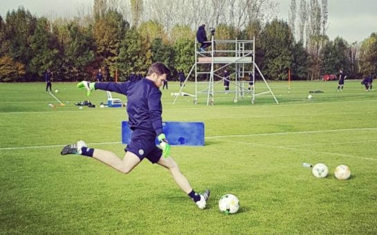 a footballer in training