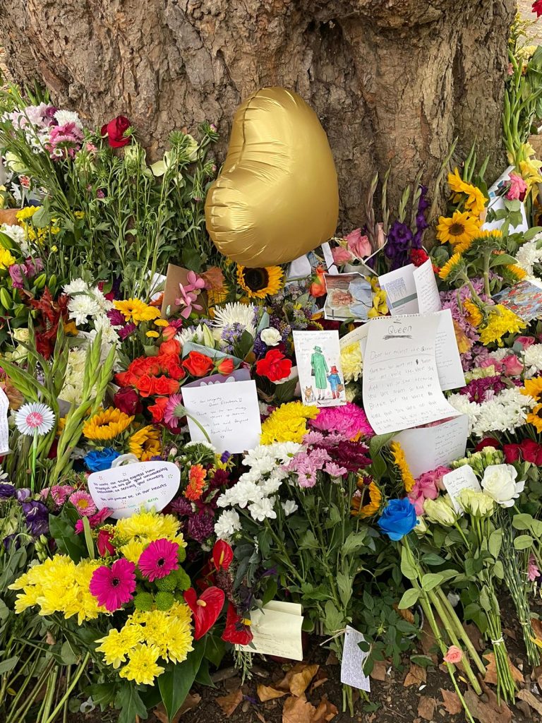 Flowers laid in tribute to Queen Elizabeth II in Green Park