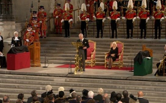 Charles III speaks before Westminster Hall
