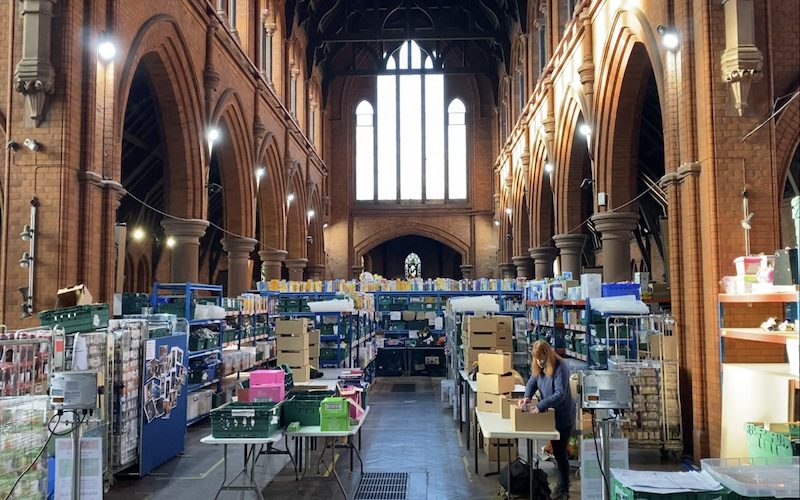 A Church being used as a food bank site