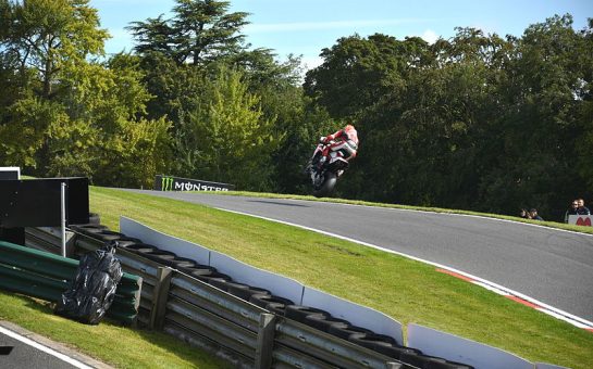 Josh Brookes flies over the Mountain at Cadwell Park in 2014