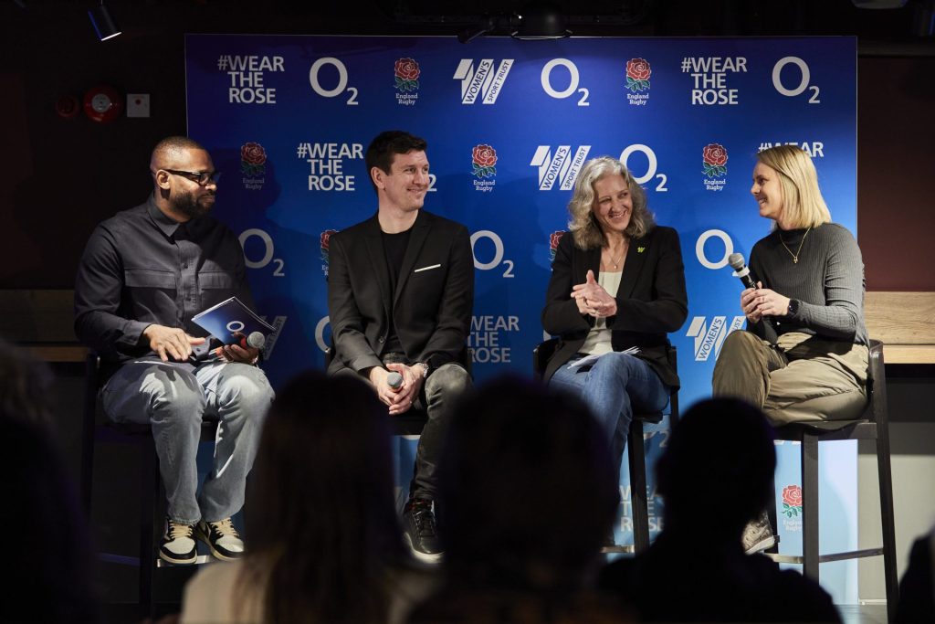 Ugo Monye speaks to O2's Gareth Griffiths, Women's Sport Trust's Tammy Parlour, and RFU's Alex Teasdale