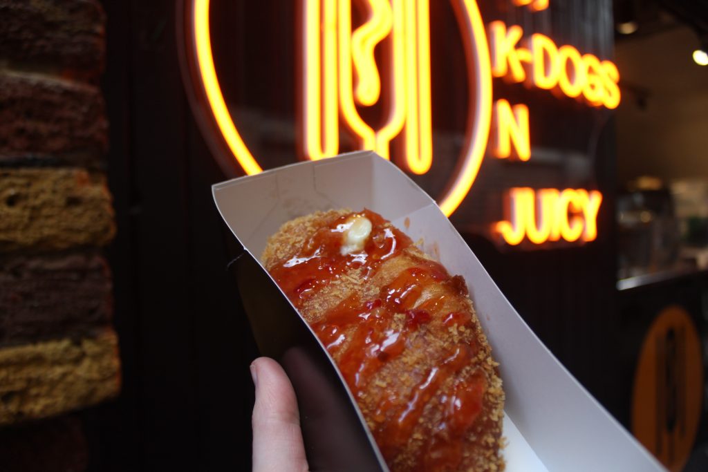 Photo of a corn dog from Uh K-Dogs n Juicy in Camden Market