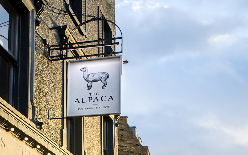 Photo of the outside of the alpaca pub