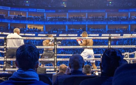 Anthony Joshua and Jermaine Franklin in the ring at the O2 Arena