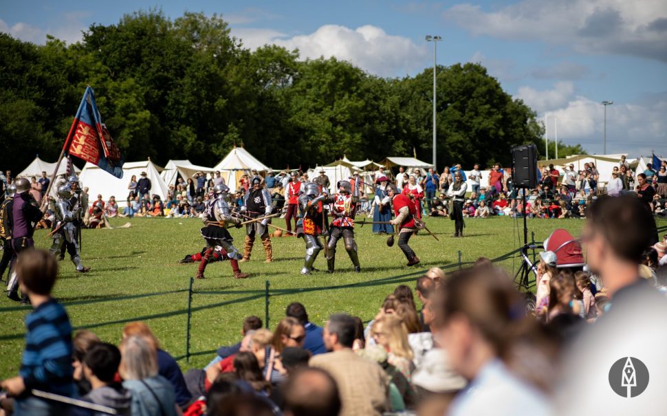 Crowds watch a battle from last year's festival.