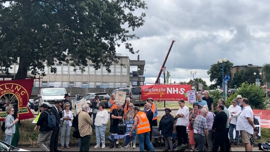 Protest and celebration outside Ealing Hospital