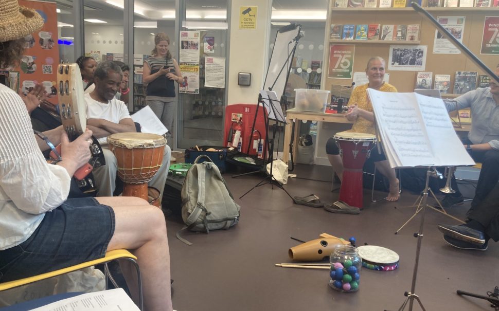 Members of the Royal Philharmonic Orchestra join an interactive performance at Kentish Town Library