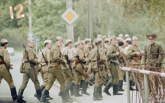 Russian troops spot a BRIXMIS team photographing them. BRIXMIS gathered valuable military intelligence on potential threats to the West and NATO during the Cold War for over 40 years. Featured in Spies, Lies and Deception at IWM London (29 September 2023 – 14 April 2024).