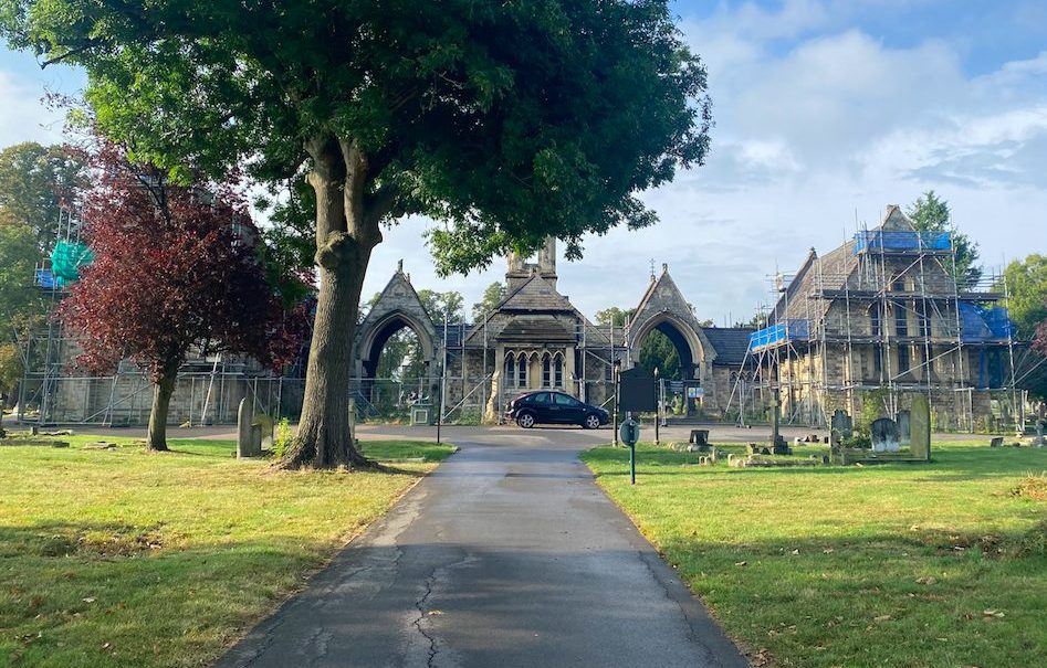 The Chapels under repair at Paddington Old Cemetery in Kilburn, London