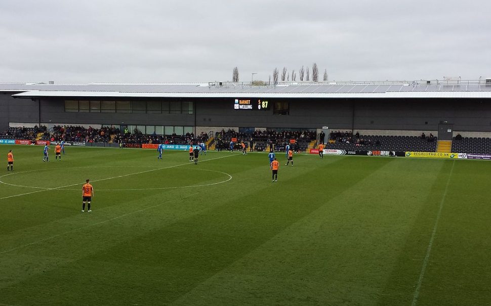 Barnet playing at The Hive Stadium