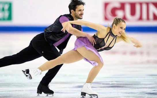 India Nette and Eron Westwood skating in Colorado