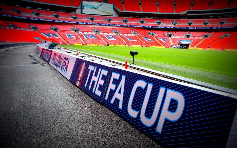 FA Cup board at Wembley Stadium.