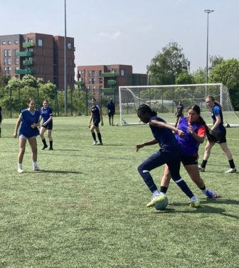 Girls trialling for the Camden Town WFC new youth academy.