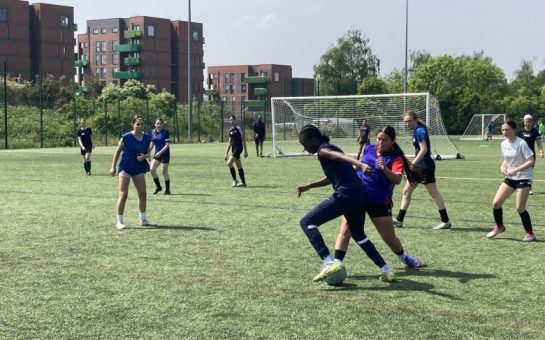 Girls trialling for the Camden Town WFC new youth academy.