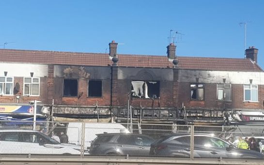 The scene following the fire at the Blvck Lounge shisha bar