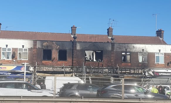 The scene following the fire at the Blvck Lounge shisha bar