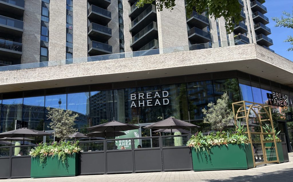 The exterior of Bread Ahead, a well known London bakery in Wembley.