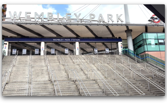 Wembley Park gates closed during the National League play-off final.