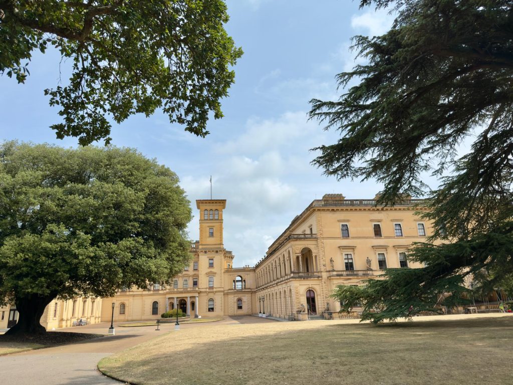 Osborne House, Isle of Wight, Private Home of Queen Victoria and Prince Albert. Photo credit: Kitt Garrett, Osborne House front door to the left of the tower, under the Portland stone porte-cochère.