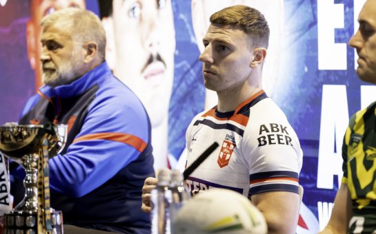 England manager Shaun Wade with Captain George Williams