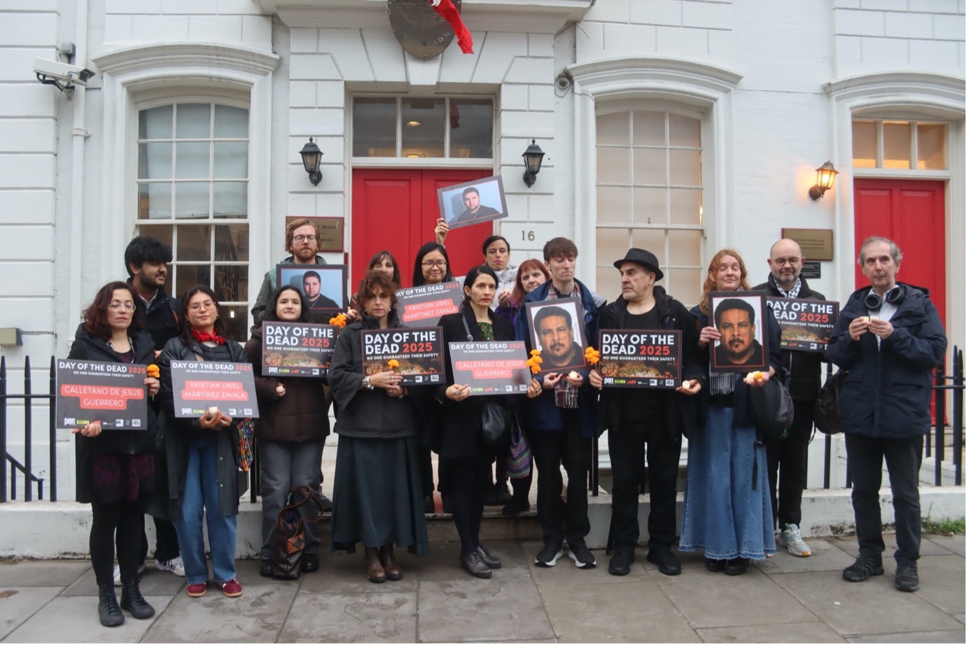 Activists gathered at the Mexican Embassy