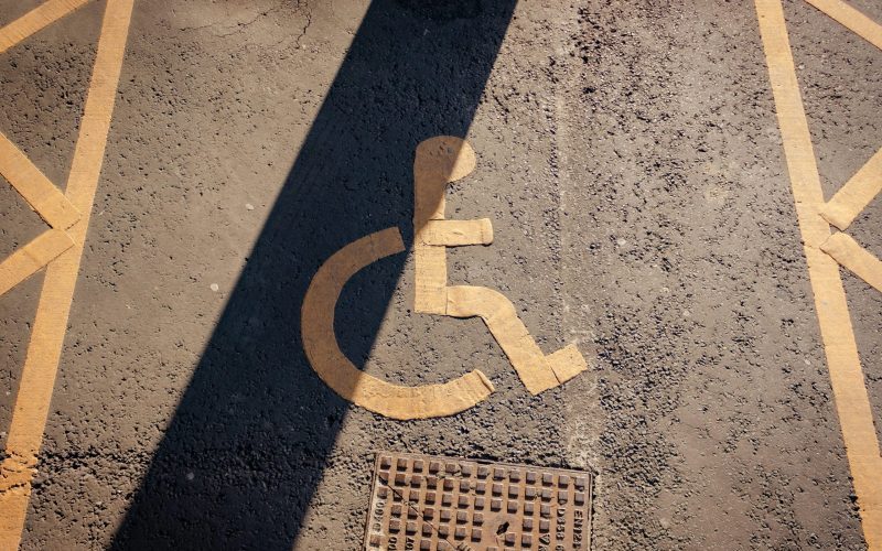 Disabled accessible parking spot yellow and black