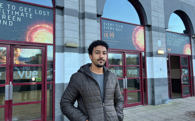 Picture: Resident and Actor, Zyan Edwards in front of Vue Cinema. Credit: Ikraan Mohamed 