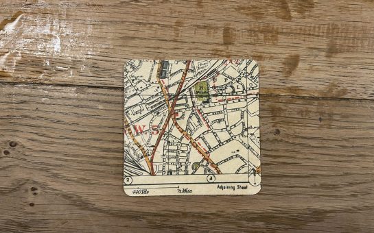 A coaster showing a map of Tufnell Park (Credit: Katherine Cochrane)