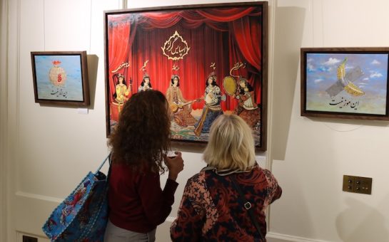 Two exhibition-goes admire Persian art on display at Lauderdale House