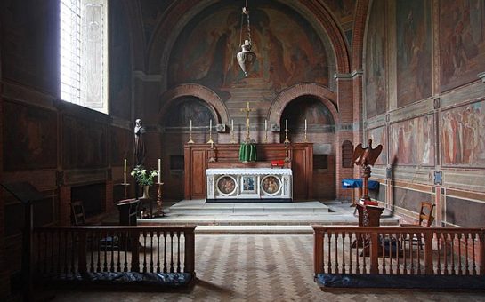 The side-chapel of St Jude's on the Hill in Hampstead, featuring the soon to be restored murals.