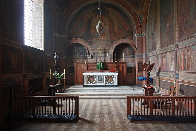 The side-chapel of St Jude's on the Hill in Hampstead, featuring the soon to be restored murals.