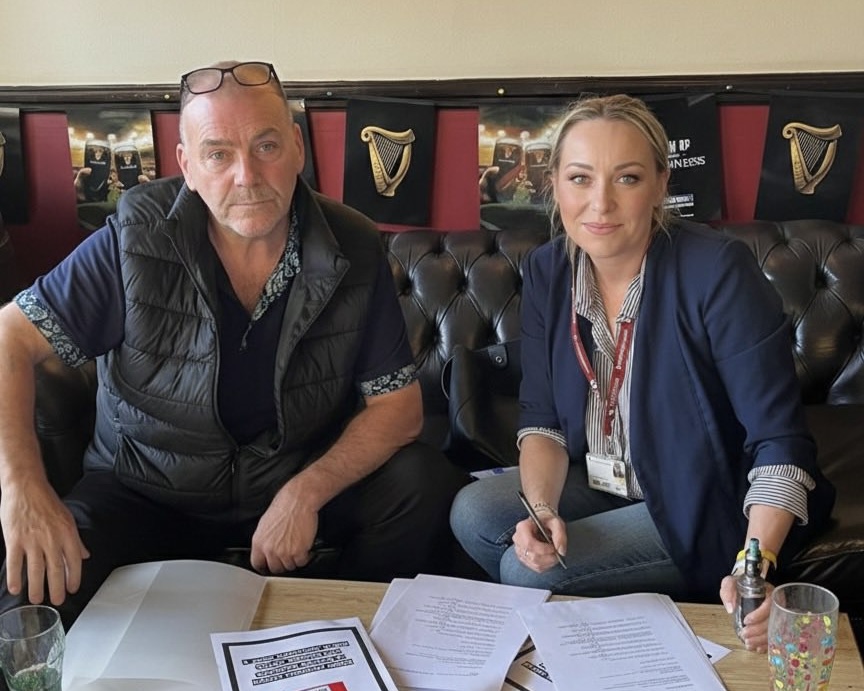 Mark Hehir and Angelina Gerasik looking over the proposal. Credit: Connell Anthony Greene