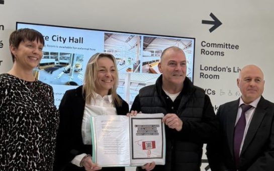 Elly Baker AM, Angelina Gerasik, Mark Hehir and Keith Prince AM at City Hall (left to right)