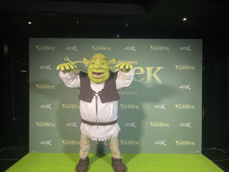 Shrek on his green carpet at the exclusive influencer screening
