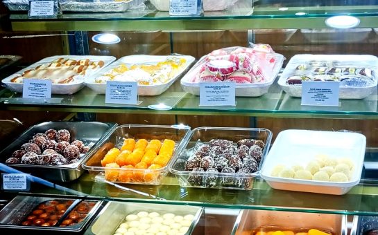 Indian sweet shop display counter Southall Broadway Ealing