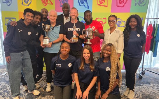 Team Haringey posing with their trophy.
