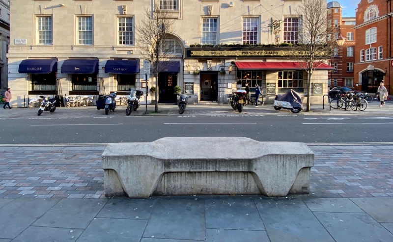The Camden Bench, a famous example of "anti-homeless" architecture pioneered in the borough in 2012. Credit: Robert Brook