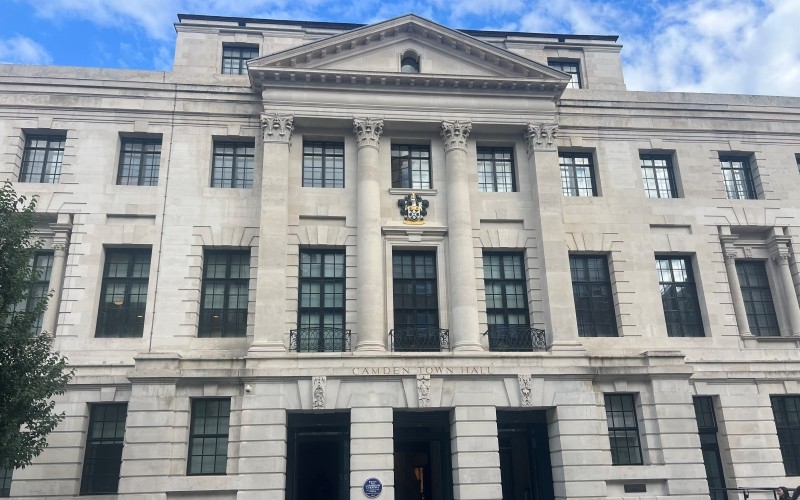 A picture of Camden Town Hall taken from street level