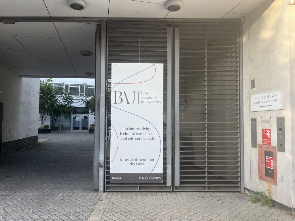The entrance to the Camden campus of the British Academy of Jewellery.